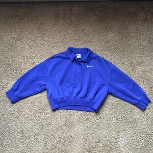 Nike Blue Cropped Quarter-Zip Sweatshirt